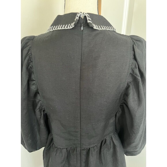 Hunter Bell Noah Black Linen Dress Size Medium EUC - Picture 5 of 9